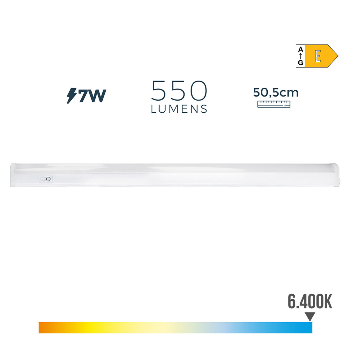 LED Tub EDM 31685 Vit A E 7 W 600 lm 3,6 x 50,5 x 3 cm 50,5 x 2,2 x 3,5 cm (6500 K) (6400 K) - 4