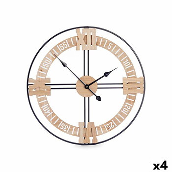 Väggklocka Gift Decor Svart Trä Metall Trä MDF 60 x 60 x 5 cm (4 antal)
