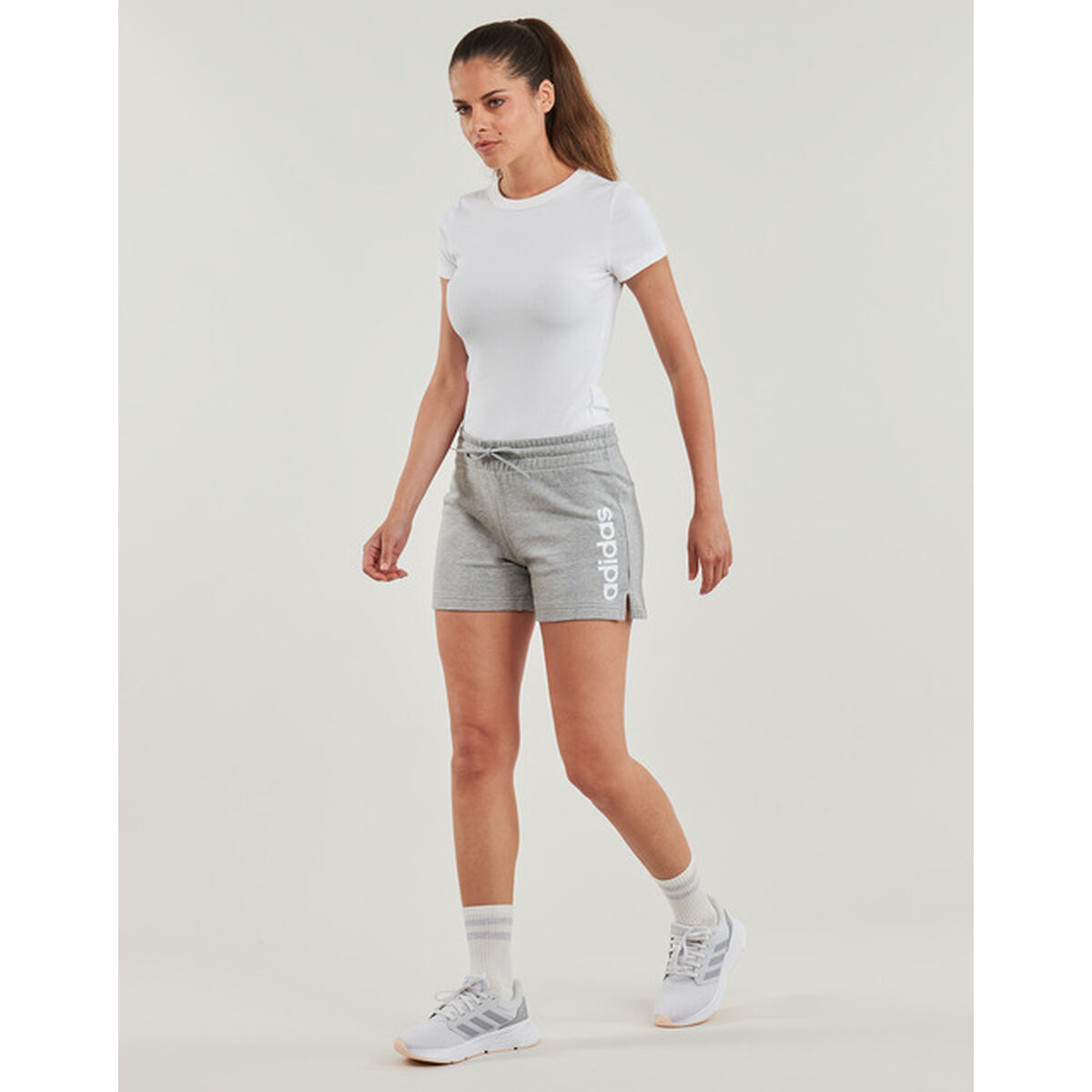 Sportshorts för kvinnor Adidas W LIN FT SHO JD4960 Grå - 3