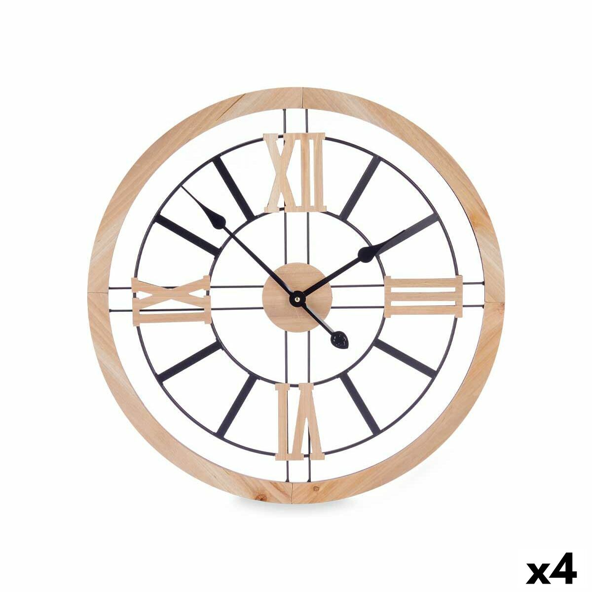 Väggklocka Gift Decor Svart Trä Metall Trä MDF 60 x 60 x 4,5 cm (4 antal)