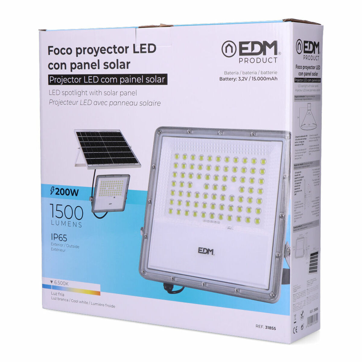 Floodlight/Projektorlampa EDM 31855 200 W 1500 lm Fjärrkontroll Solcellspanel (6500 K) - 6