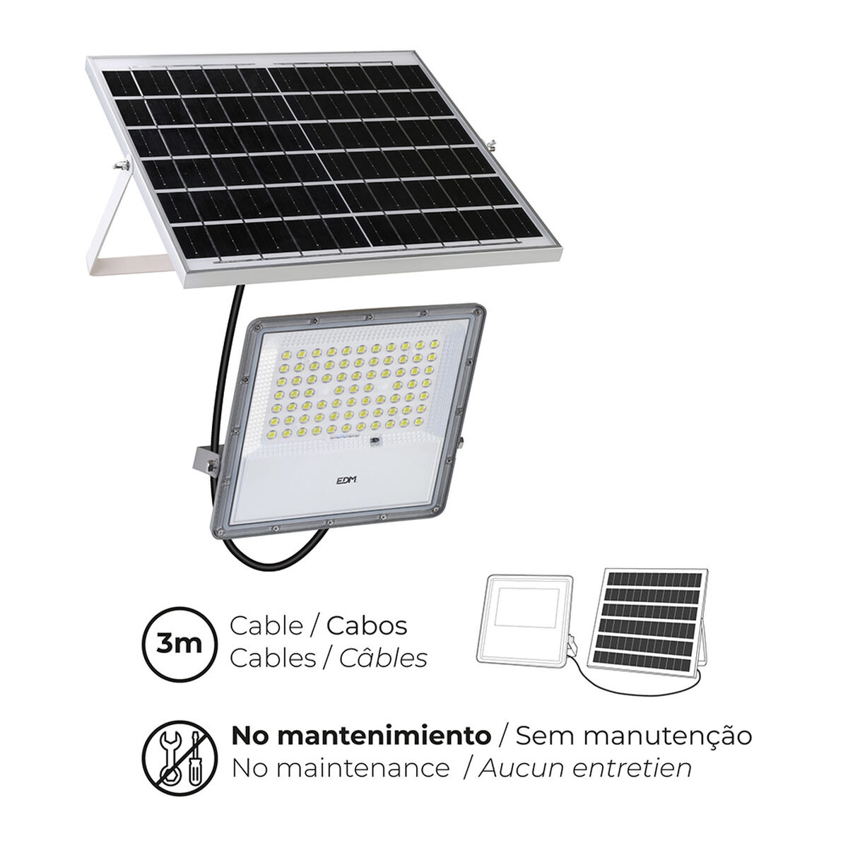 Floodlight/Projektorlampa EDM 31855 200 W 1500 lm Fjärrkontroll Solcellspanel (6500 K) - 4