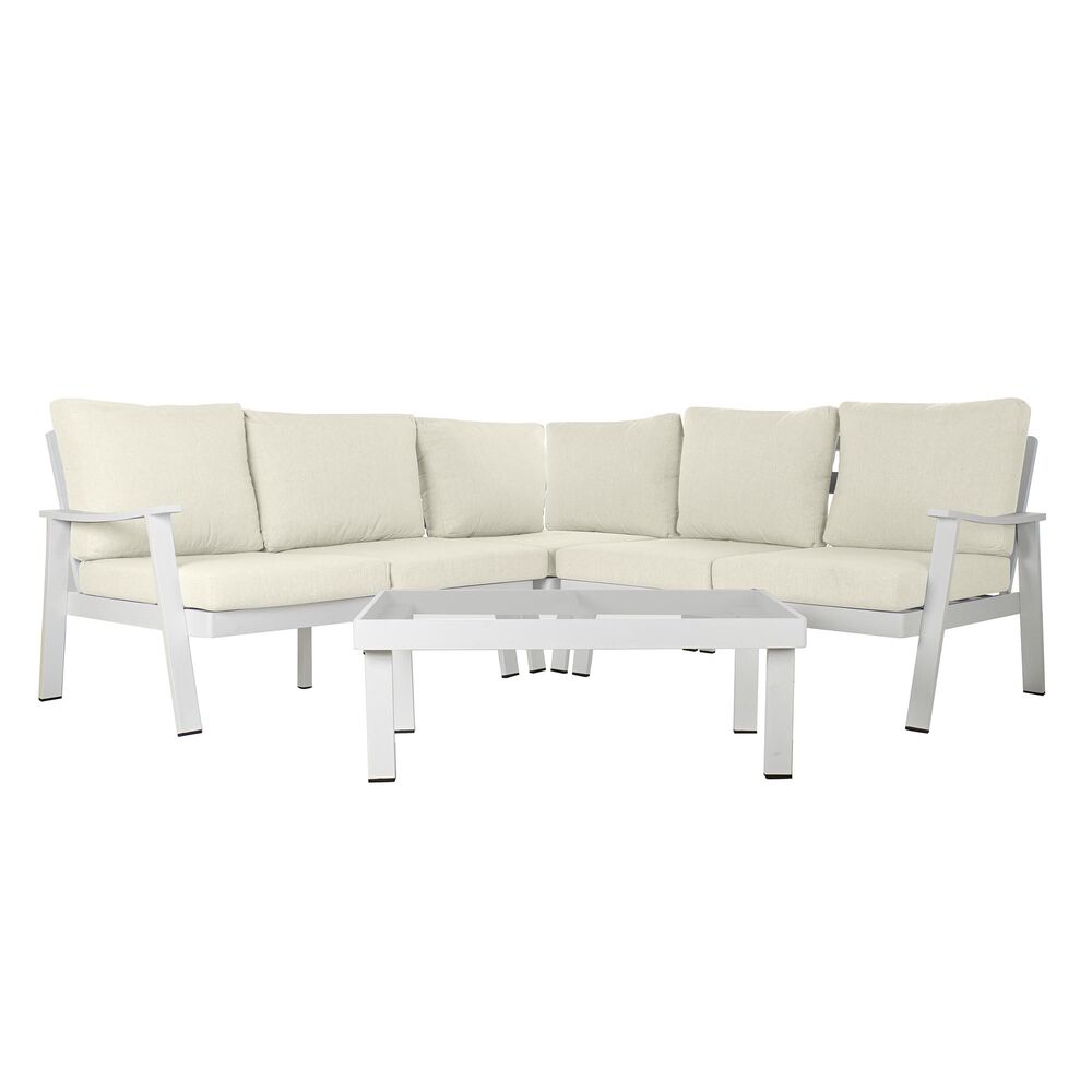 Trädgårdssoffa DKD Home Decor Vit Aluminium Glas 86 cm 212 x 212 x 86 cm