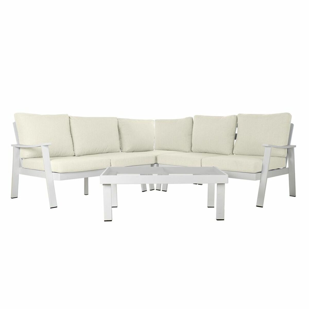 Trädgårdssoffa DKD Home Decor Vit Aluminium Glas 86 cm 212 x 212 x 86 cm - 3