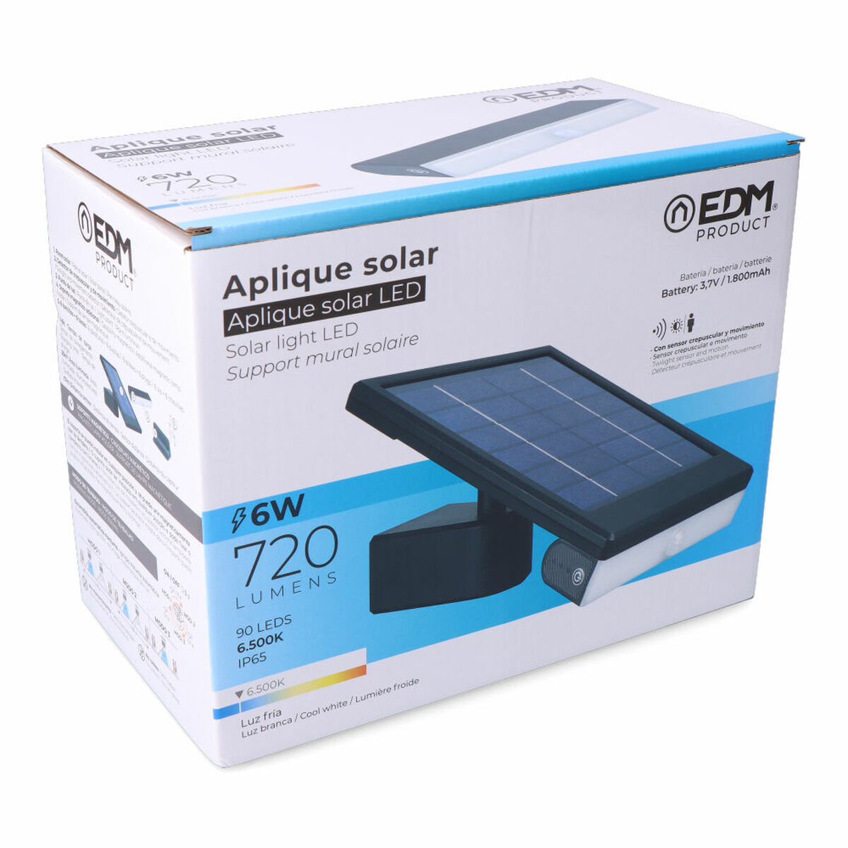 Vägglykta EDM 31854 Svart 6 W 720 Lm LED Sol (6500 K) - 8
