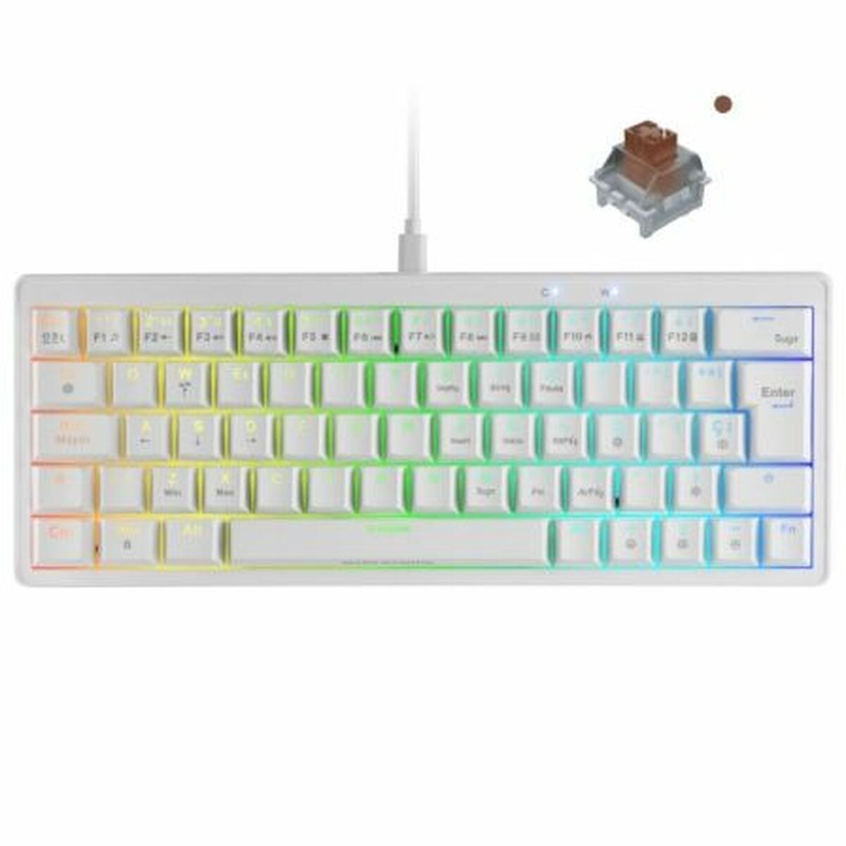 Gaming Tangentbord/ OR: Speltangentbord Mars Gaming MKMINIPROWBRES Vit Qwerty US - 2
