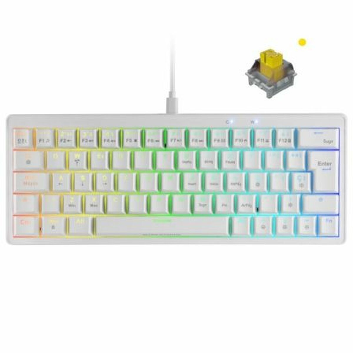 Gaming Tangentbord/ OR: Speltangentbord Mars Gaming MKMINIPROWYES Vit Qwerty US - 2