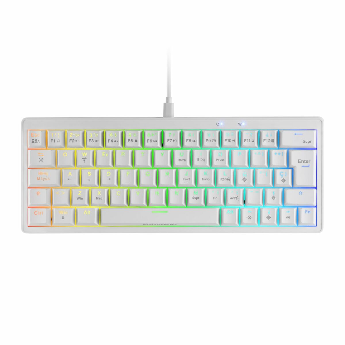 Gaming Tangentbord/ OR: Speltangentbord Mars Gaming MKMINIPROWYES Vit Qwerty US