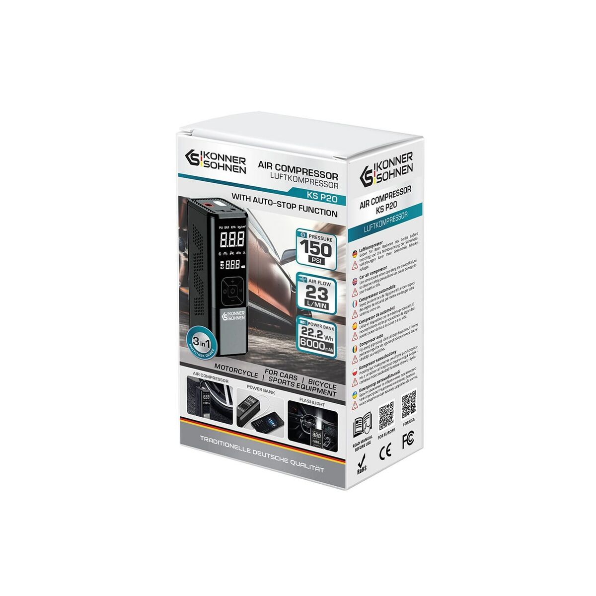 Luftkompressor Könner & Söhnen P20 120 W 150 PSI - 4