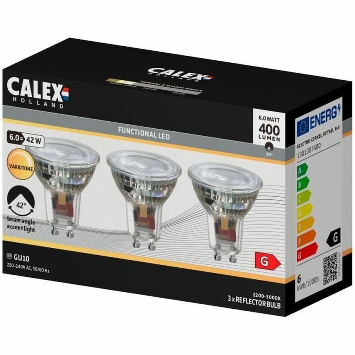 LED-lampa Calex Vit G 6 W (3000K) - 3