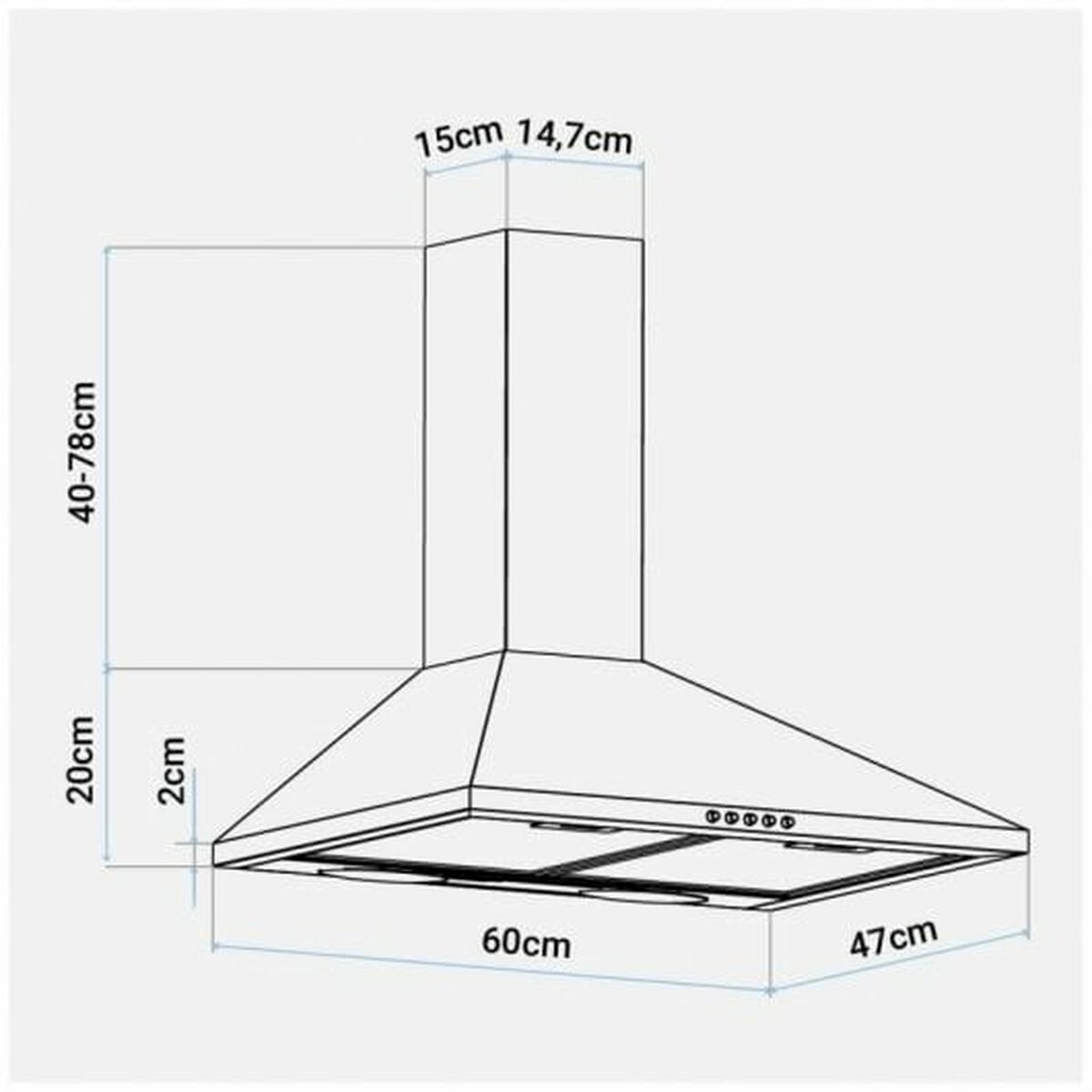 Dekorativ köksfläkt Universal Blue Everest 4060B Svart - 5
