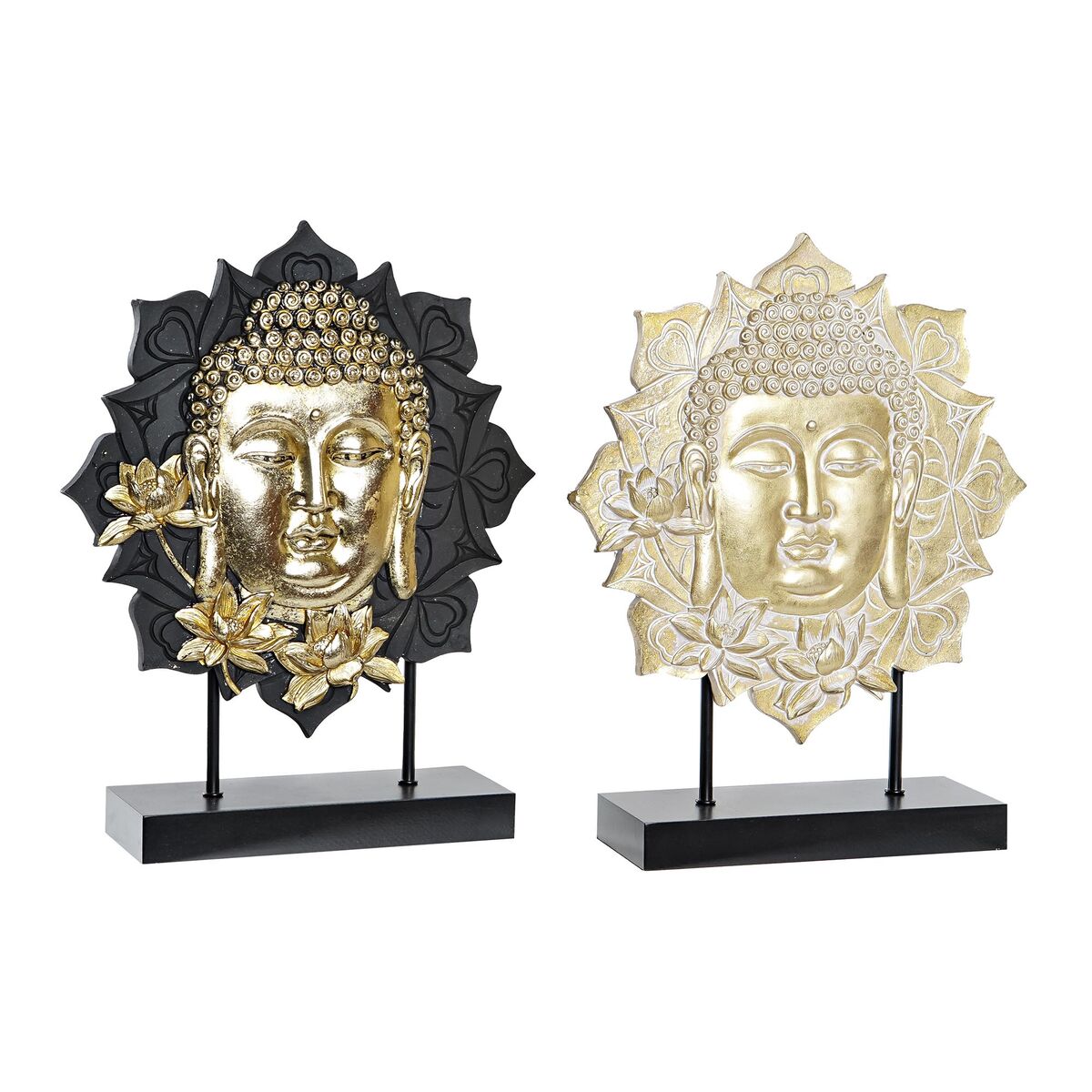 Prydnadsfigur DKD Home Decor 27 x 8 x 33,5 cm Svart Gyllene Buddha Orientalisk (2 antal) - 4