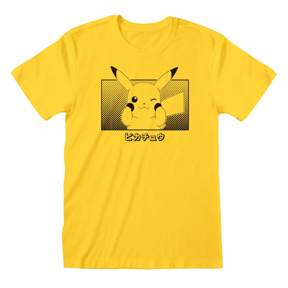 T-shirt med kortärm Unisex Pokémon Pikachu Katakana Gul - 3