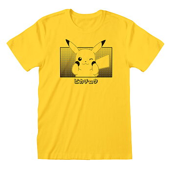 T-shirt med kortärm Unisex Pokémon Pikachu Katakana Gul