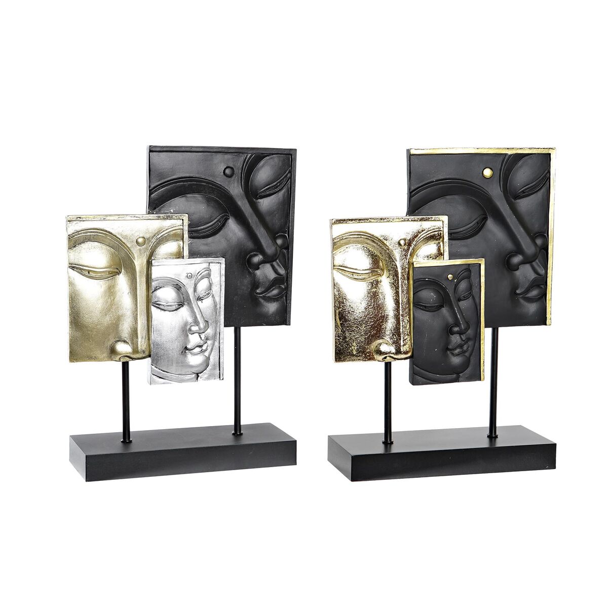 Prydnadsfigur DKD Home Decor Svart Gyllene Buddha Orientalisk 22,5 x 8 x 30,7 cm (2 antal) - 4