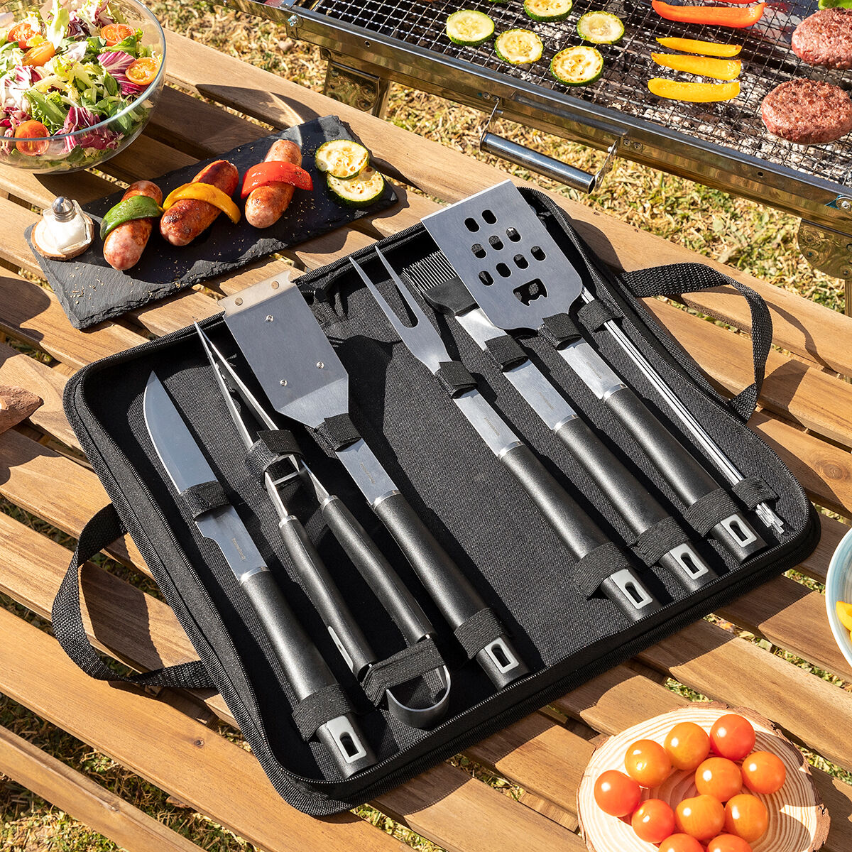 Set med Grillredskap med Bärväska BBSet InnovaGoods 12 Delar - 8
