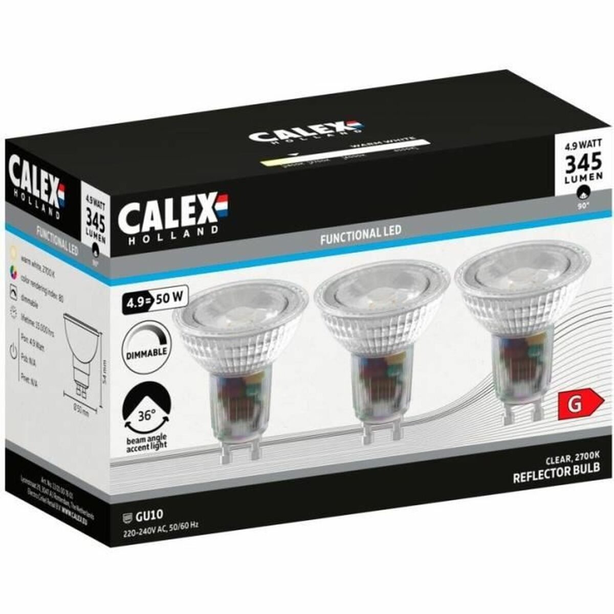 LED-lampa Calex Vit G 4,9 W (2700 K) - 3
