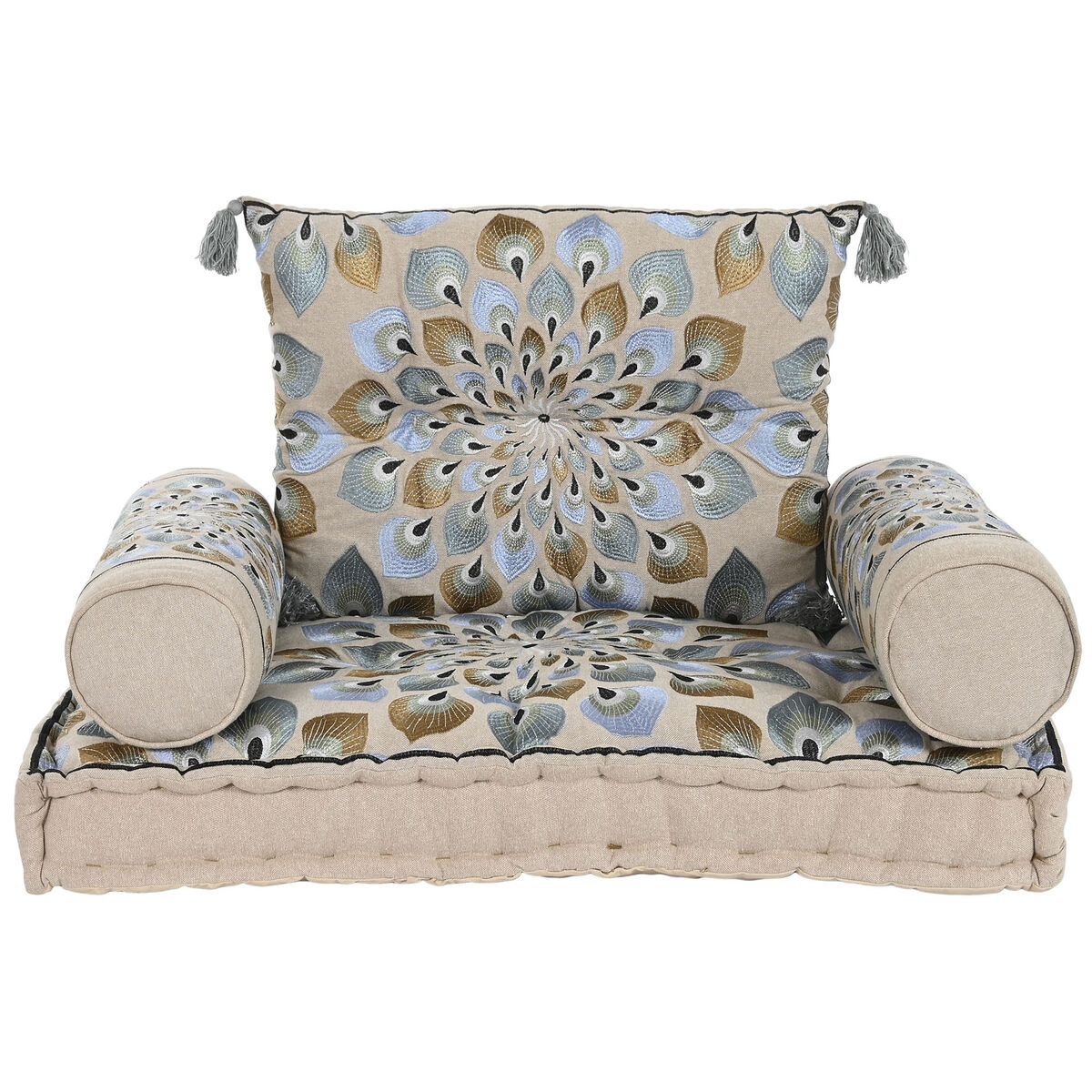 Trädgårdssoffa DKD Home Decor Blå Beige 90 x 55 x 18 cm - 6