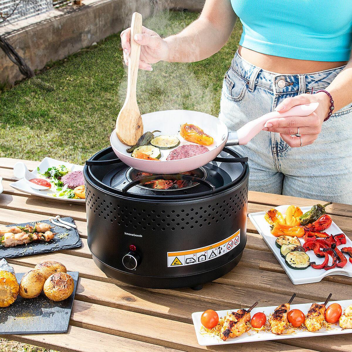 Bärbar rökfri kolgrill CleanQ InnovaGoods - 4