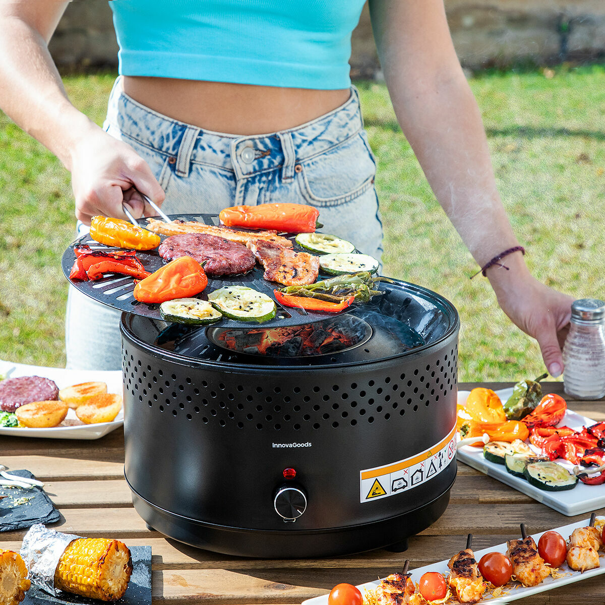 Bärbar rökfri kolgrill CleanQ InnovaGoods - 8