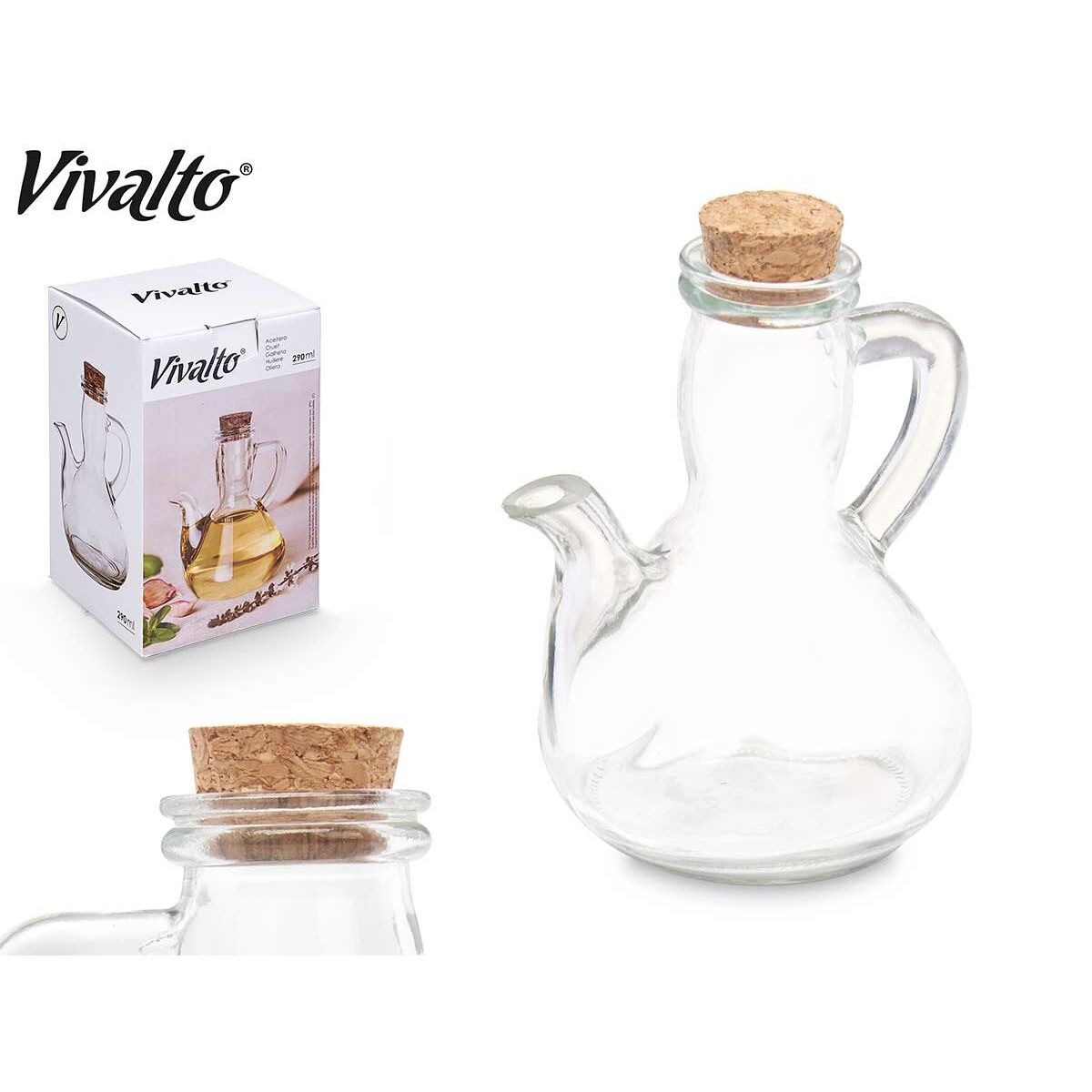 Oljeflaska Vivalto Transparent Kork Glas 290 ml 12 x 14,5 x 9,5 cm (24 antal) - 3