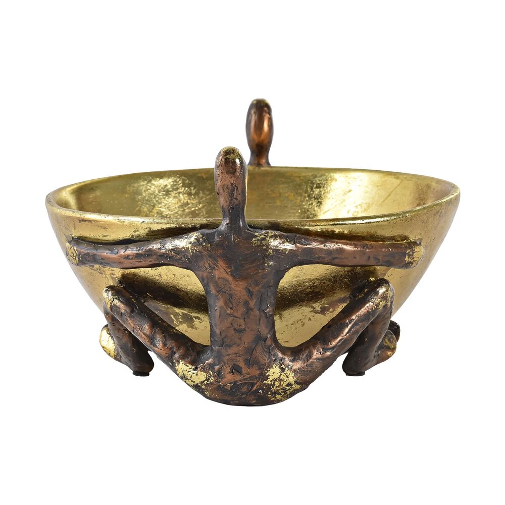 Prydnadsfigur DKD Home Decor Skål Gyllene Koppar Harts Personer Modern (23 x 20 x 12 cm) - 3