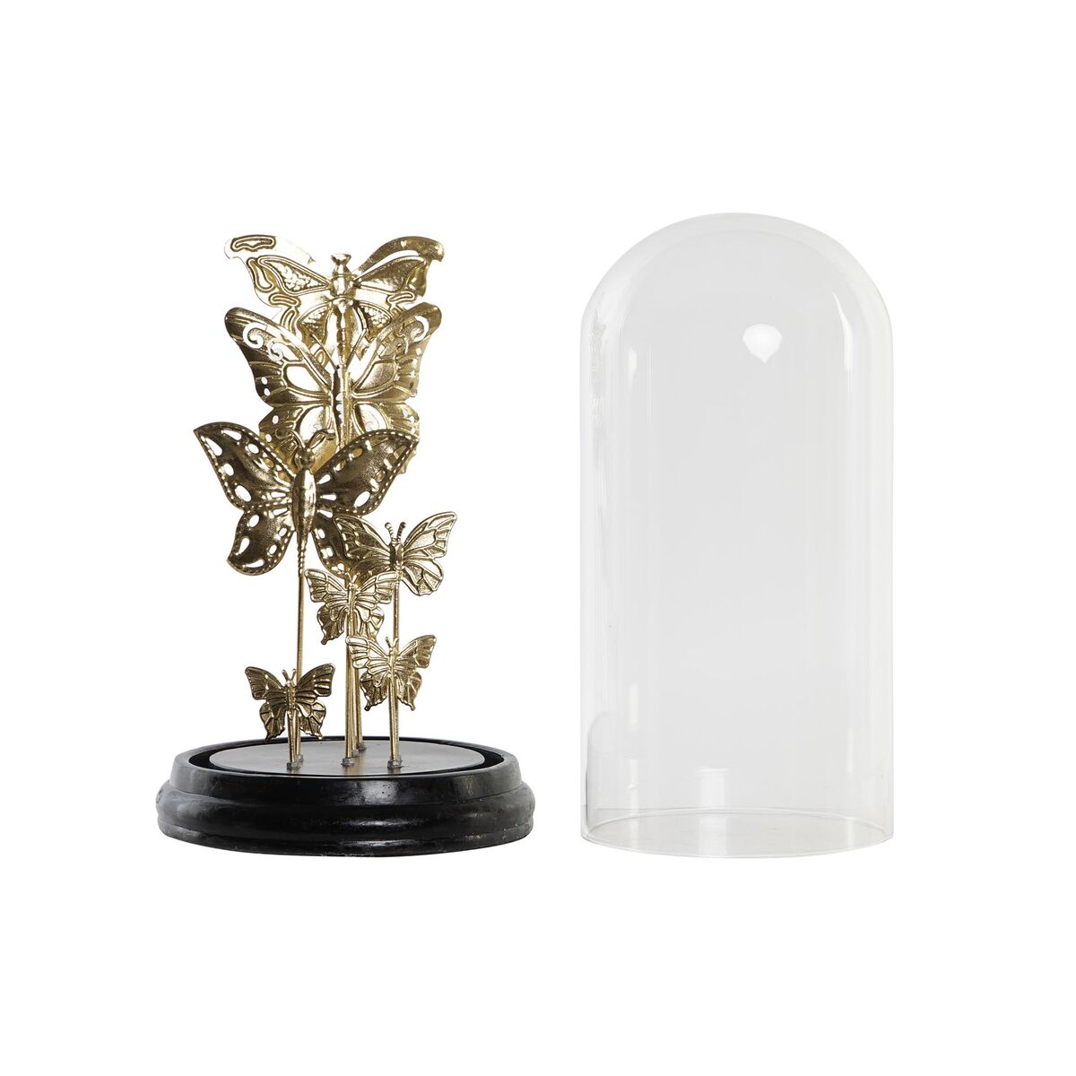 Prydnadsfigur DKD Home Decor Glas Svart Gyllene Metall Fjärilar (18,5 x 18,5 x 32,5 cm) - 2