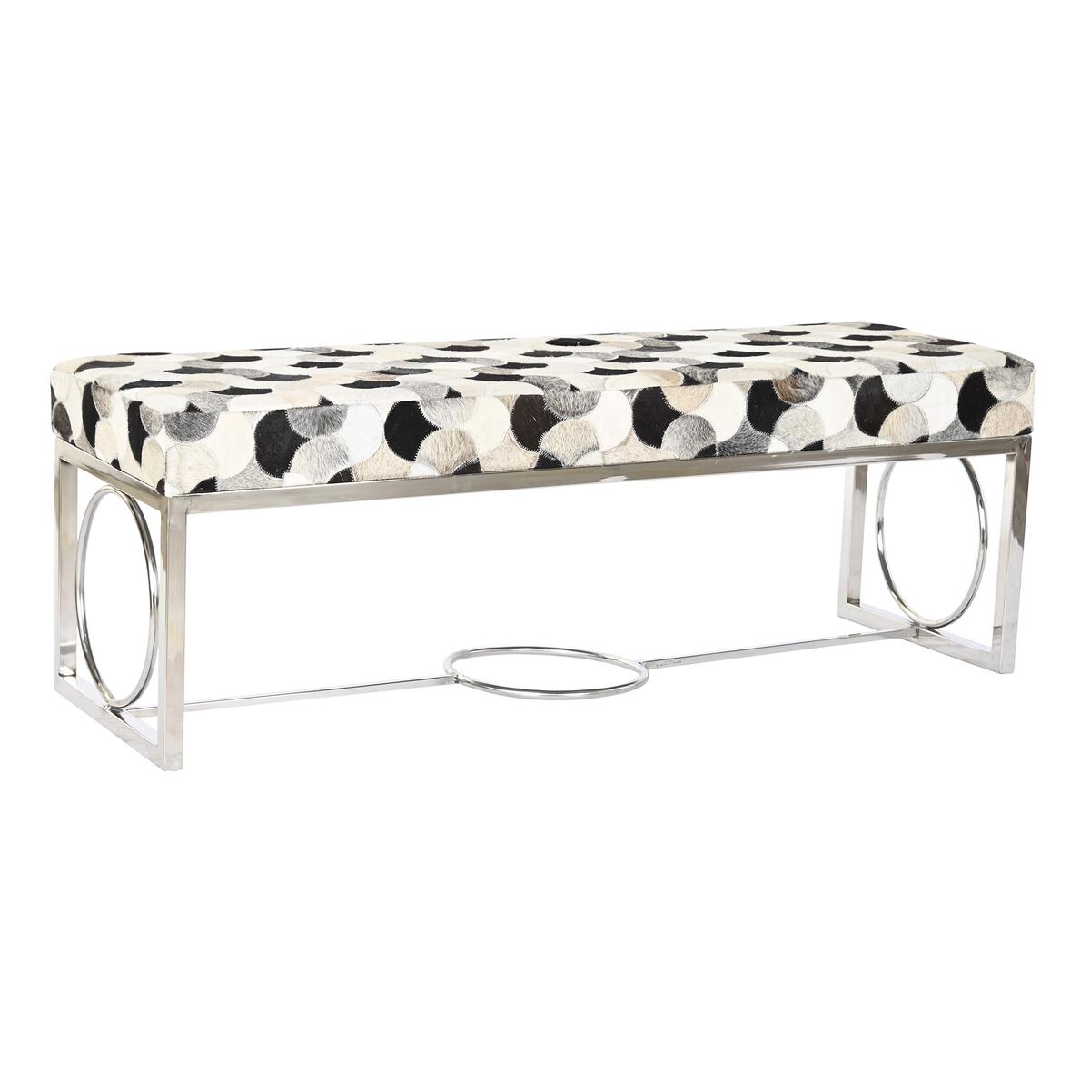 Sittpall DKD Home Decor Vit Brun Svart Silvrig Stål 122 x 41 x 44 cm