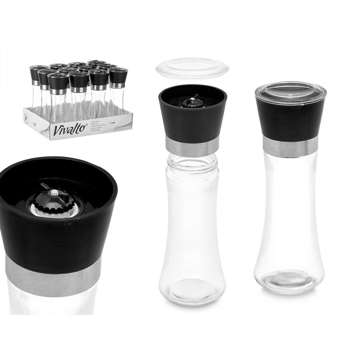 Kryddkvarn Vivalto YHP-025/DH12 Transparent 6 x 19 x 6 cm (12 antal) - 3