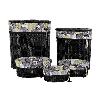 Korg - set DKD Home Decor Svart Multicolour vide 51 x 37 x 56 cm 5 Delar
