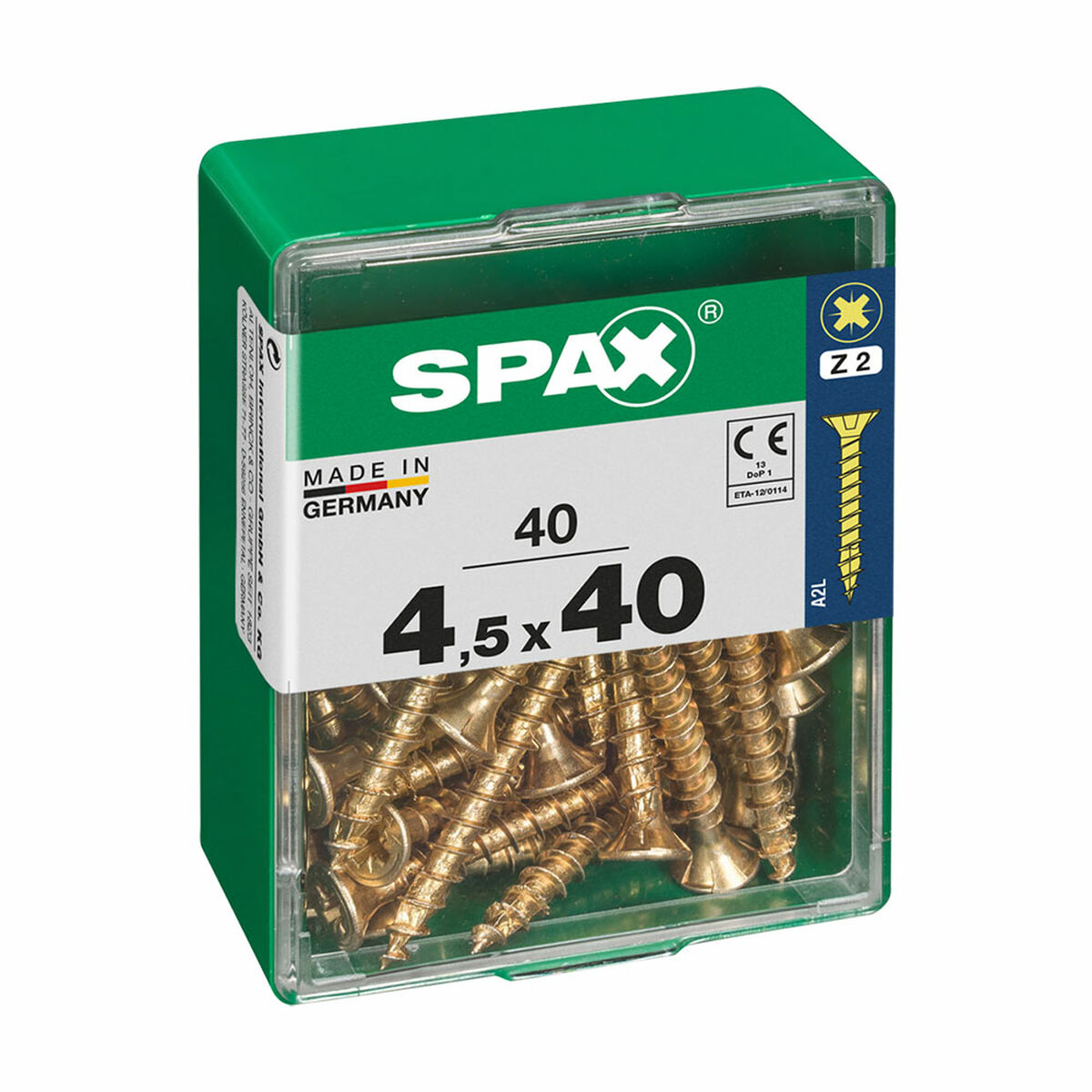 Låda med skruvar SPAX Träskruv Platt huvud (4,5 x 40 mm) - 2