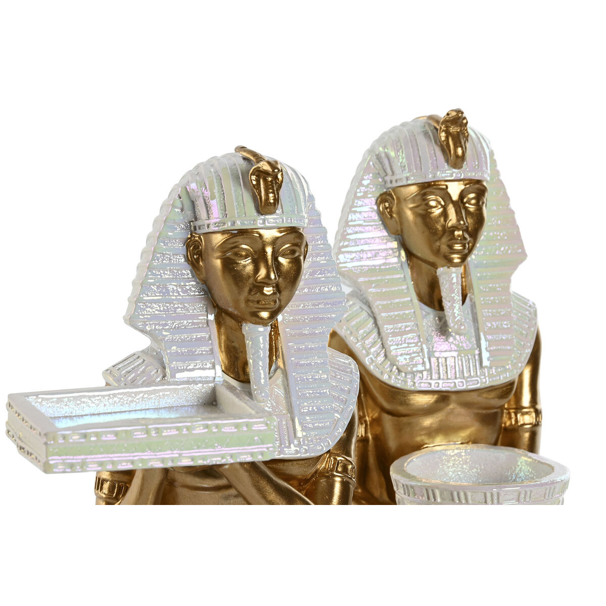 Prydnadsfigur Home ESPRIT Vit Gyllene Harts Orientalisk Egyptier 12,5 x 17 x 25 cm (2 antal) - 2