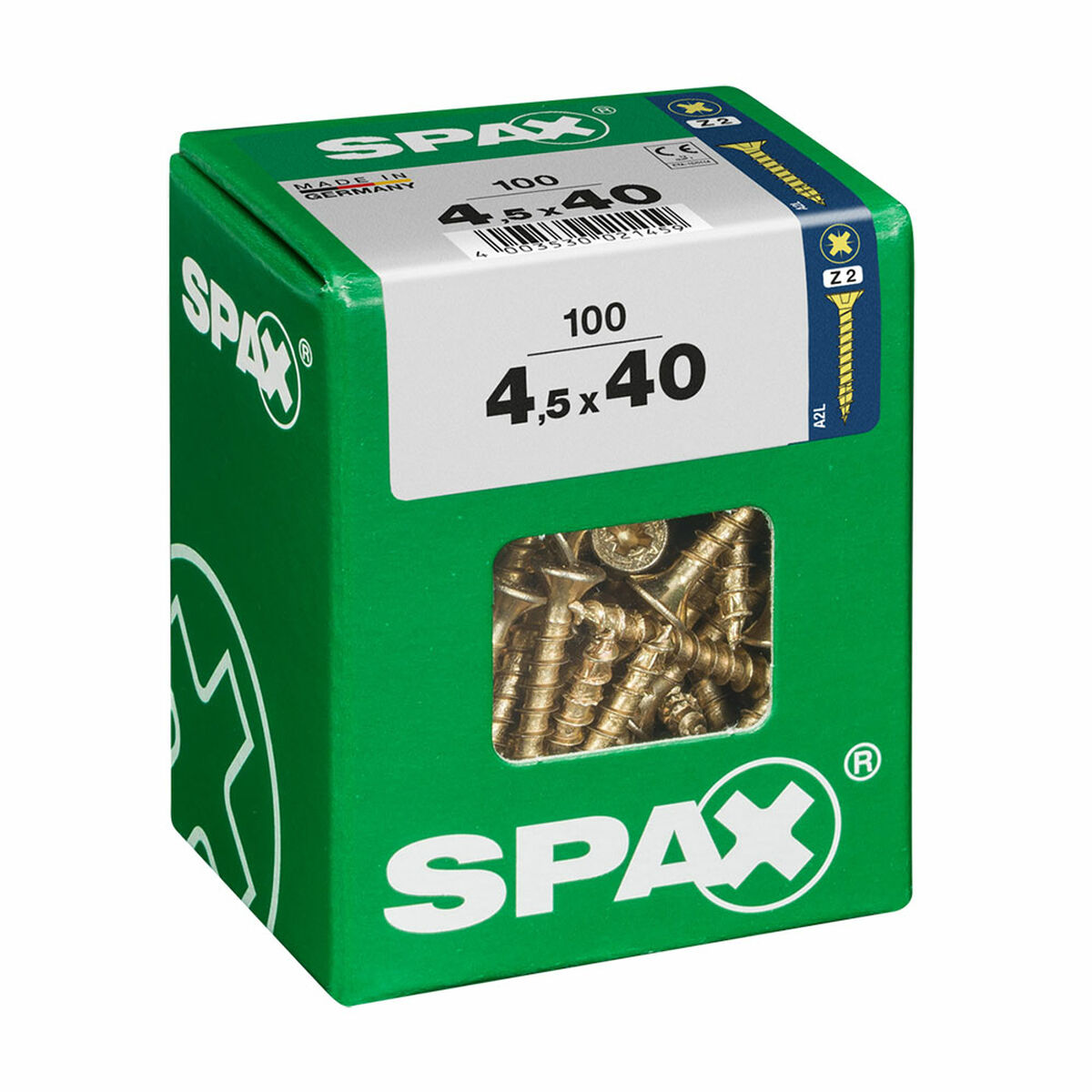 Låda med skruvar SPAX Träskruv Platt huvud (4,5 x 40 mm) - 2