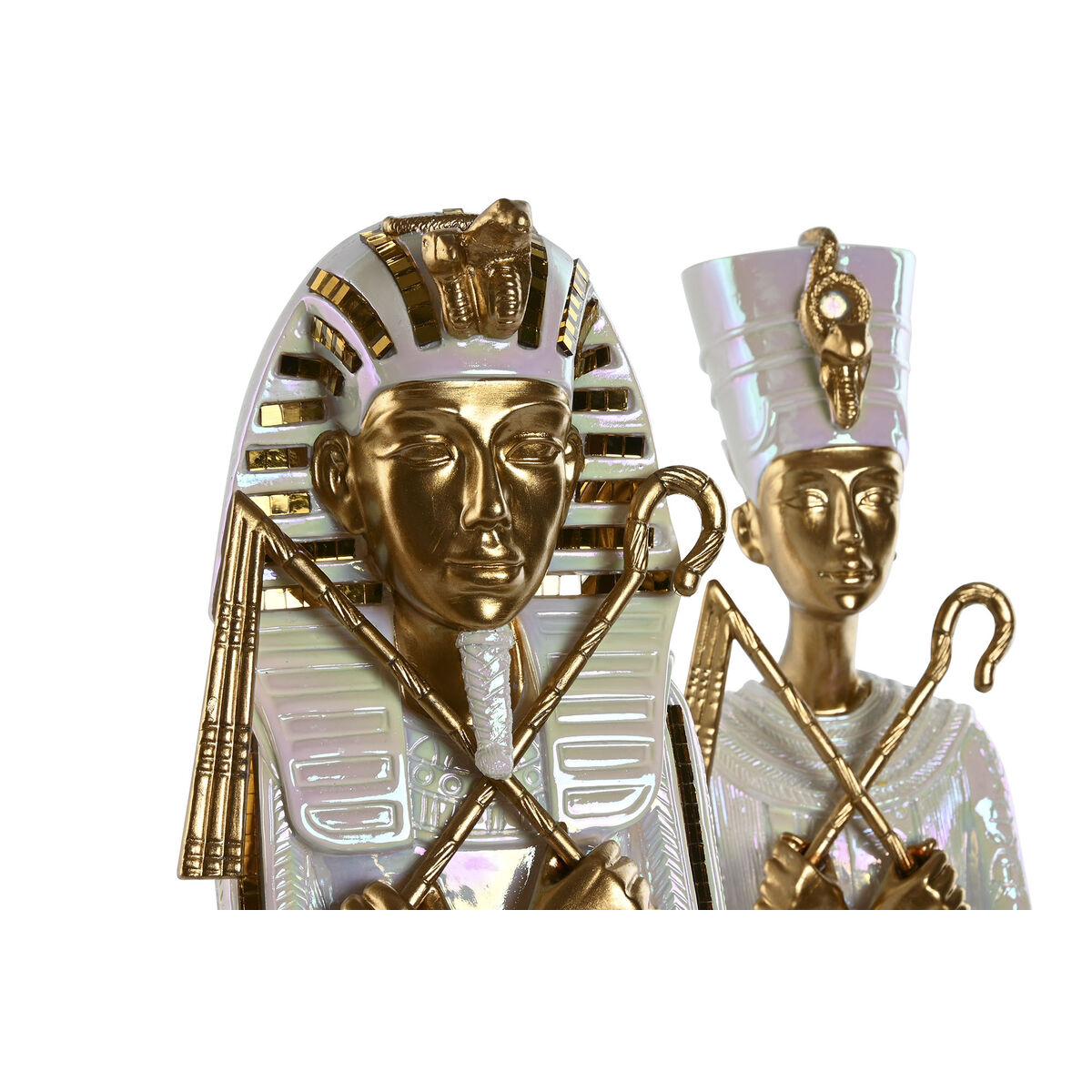 Prydnadsfigur Home ESPRIT Vit Gyllene Harts Orientalisk Egyptier 10 x 9 x 52 cm (2 antal) - 2