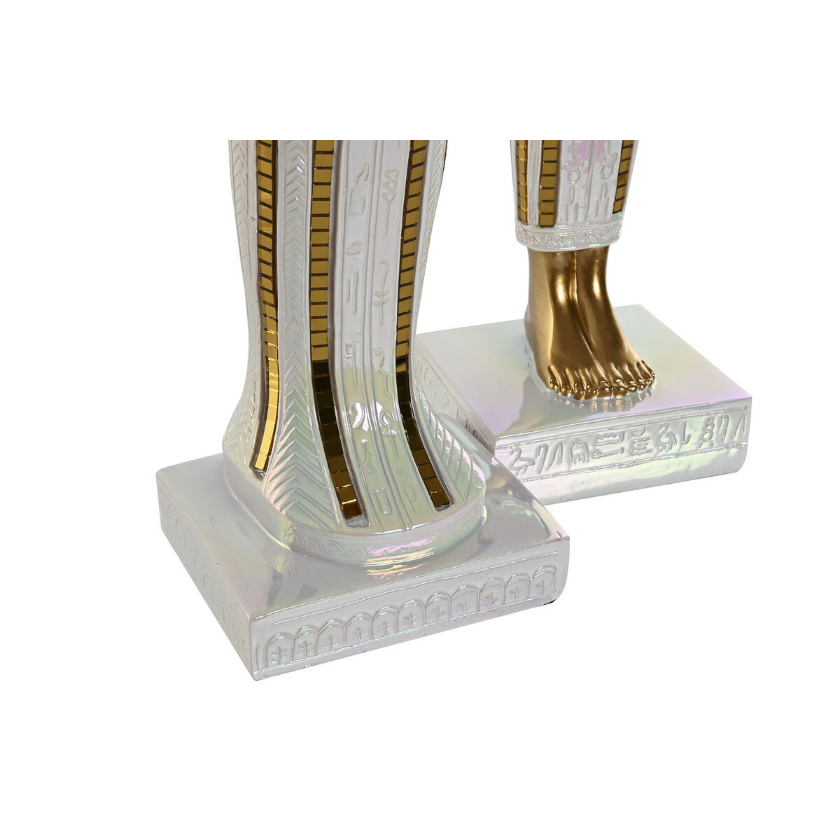Prydnadsfigur Home ESPRIT Vit Gyllene Harts Orientalisk Egyptier 10 x 9 x 52 cm (2 antal) - 3
