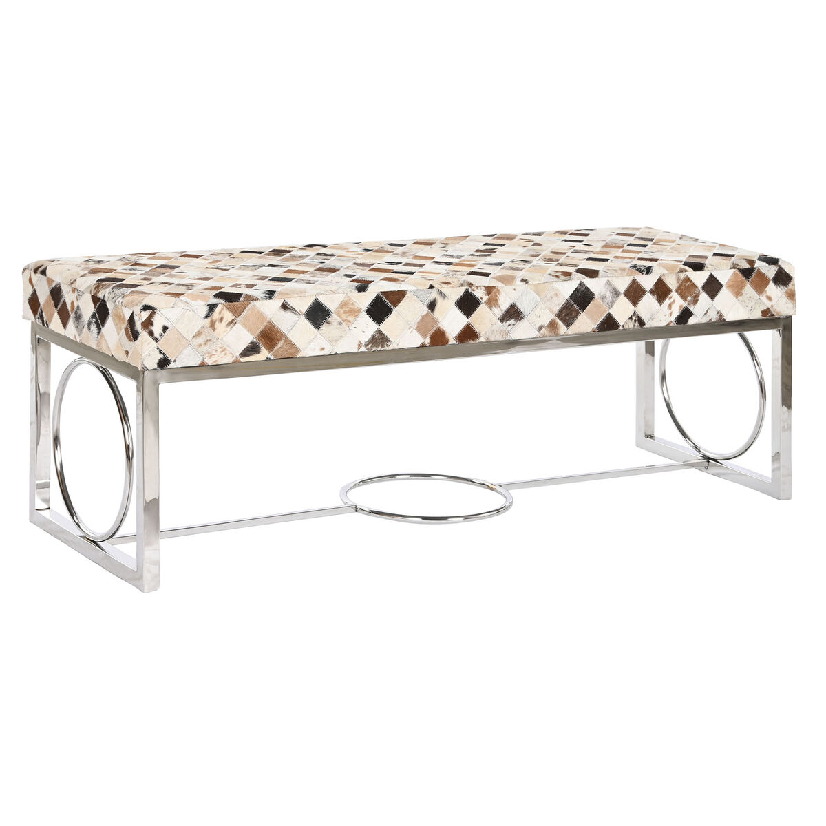 Sittpall DKD Home Decor Brun Beige Silvrig Kamel Stål 122 x 41 x 44 cm