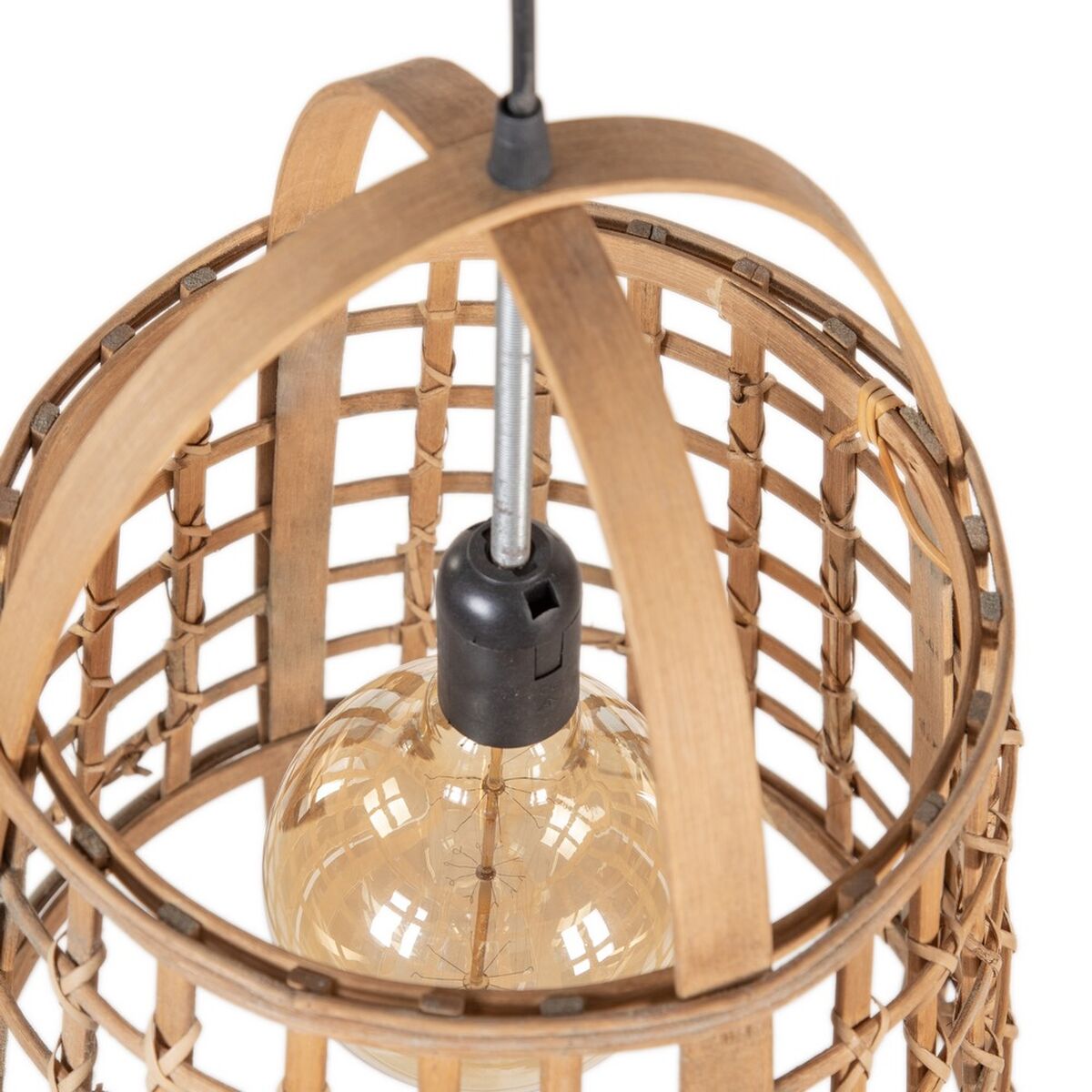 Taklampa 33,5 x 33,5 x 48,5 cm Naturell Bambu 220 V 240 V 60 W - 4