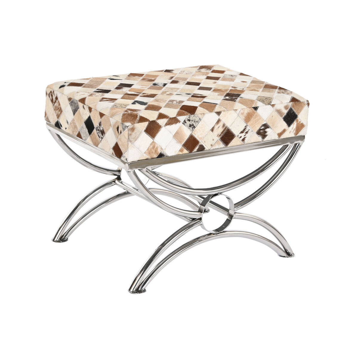 Sittpall DKD Home Decor Brun Beige Silvrig Kamel Stål 53 x 40 x 43 cm