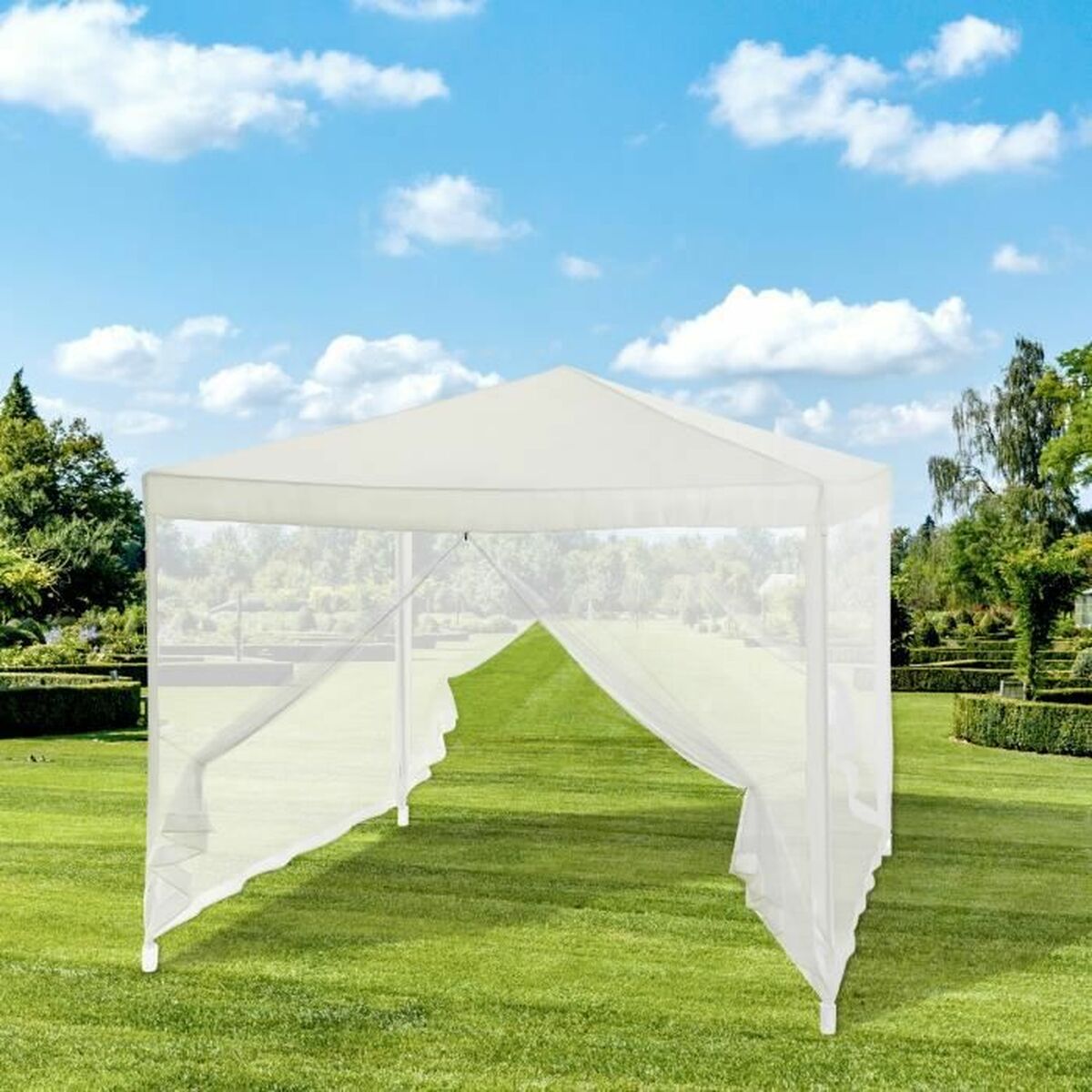 Gazebo 140 Stål 100 % polyester 3 x 3 m Vit - 2