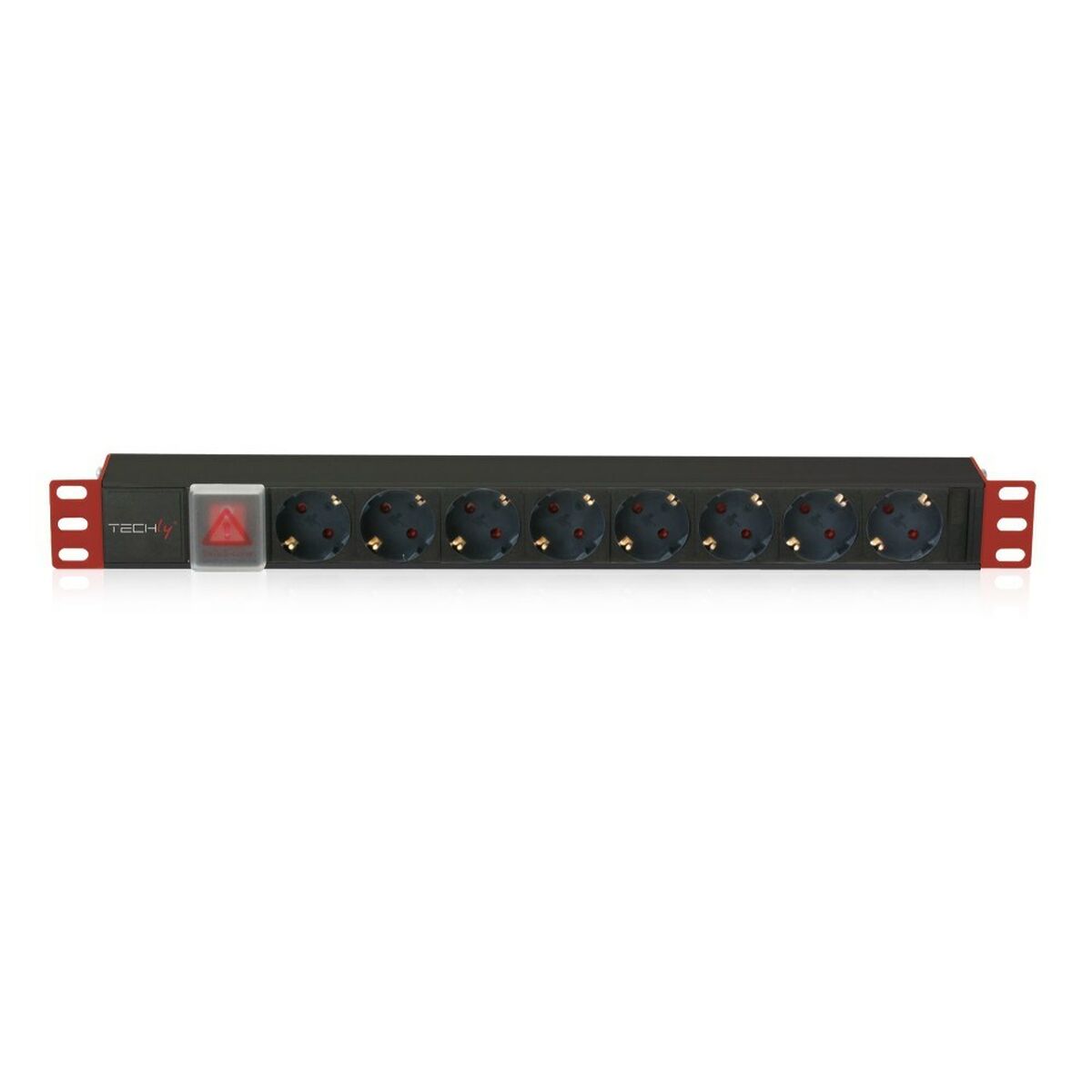 Överspänningsskydd 19" 8 Tomas Schuko med På/Av knapp Techly I-CASE STRIP-81UD Svart Röd 3500 W (3 m)