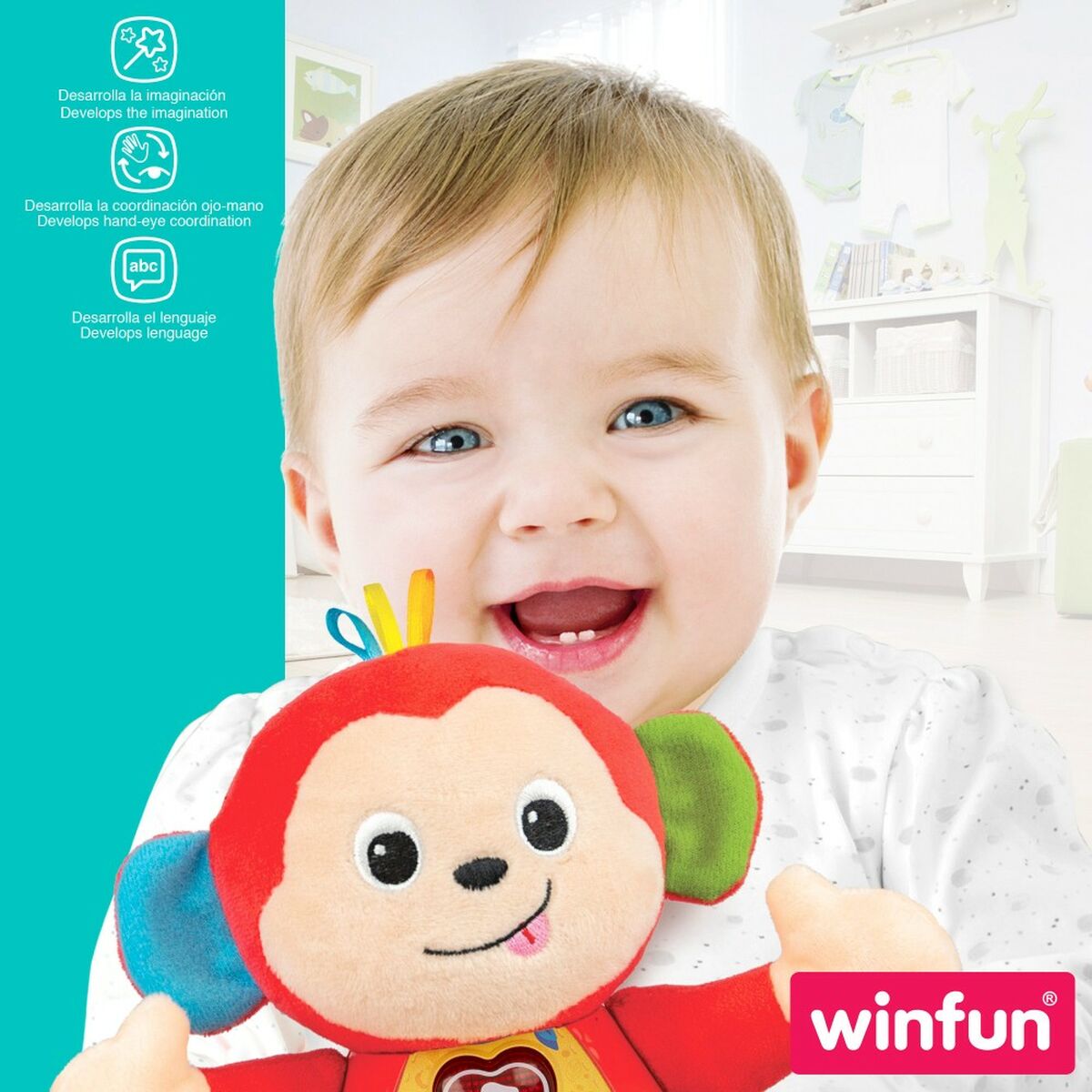 Mjukdjur med ljud Winfun Apa 18 x 20,5 x 12,5 cm (6 antal) - 13
