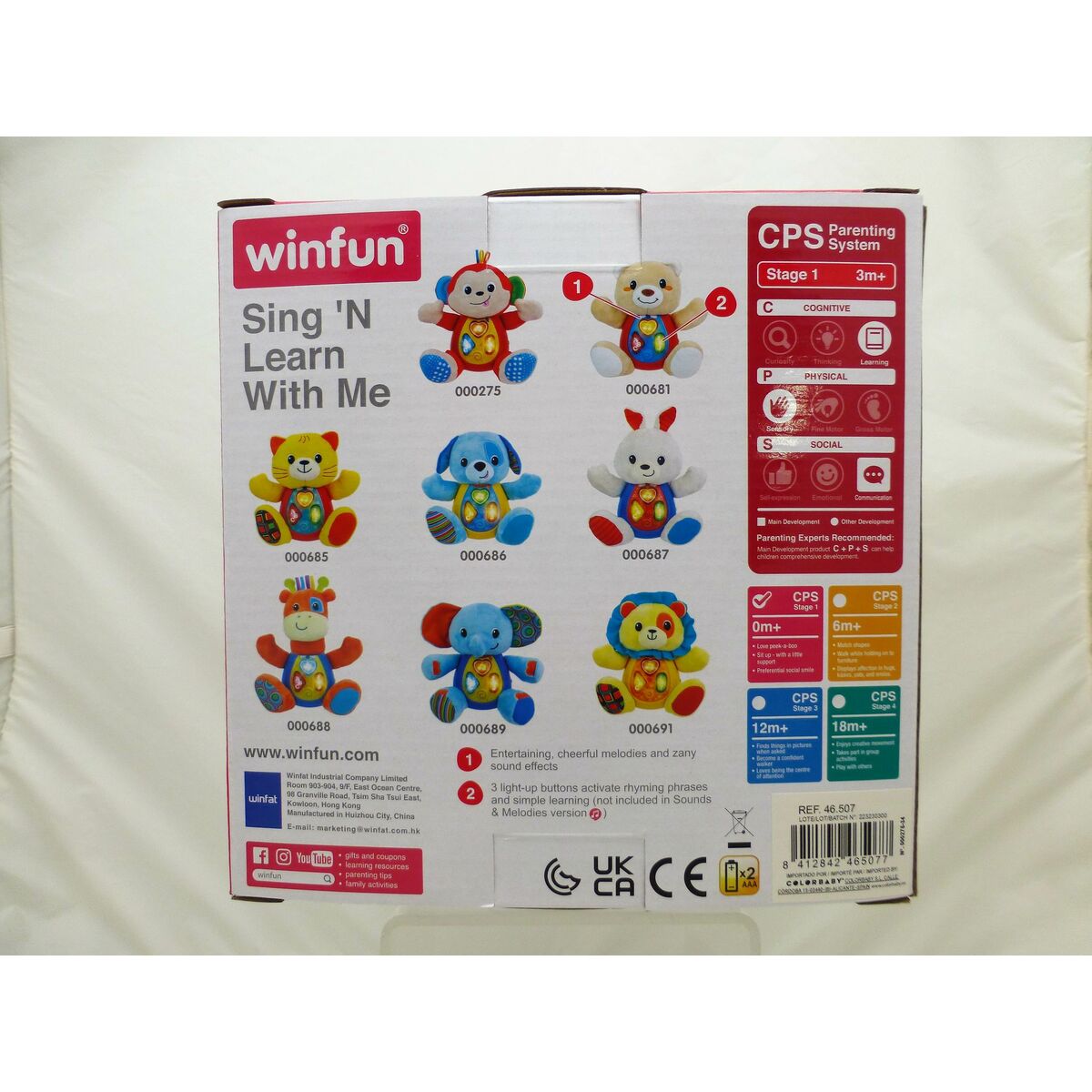 Mjukdjur med ljud Winfun Apa 18 x 20,5 x 12,5 cm (6 antal) - 15