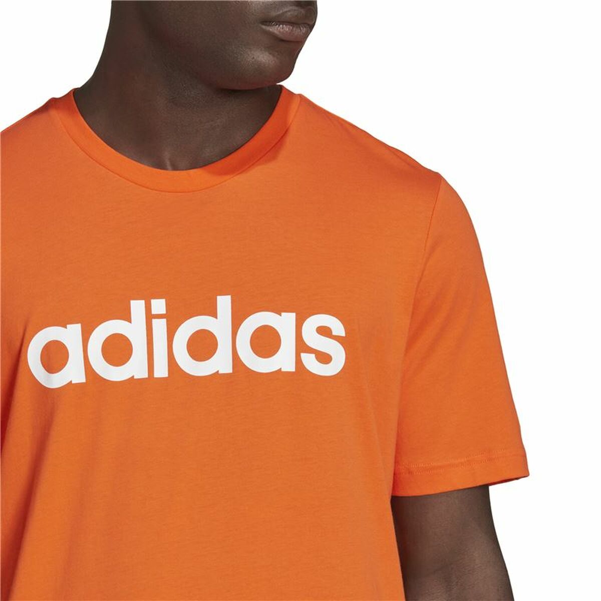 T-shirt med kortärm Herr Adidas  Essentials Embroidered Linear Orange - 3