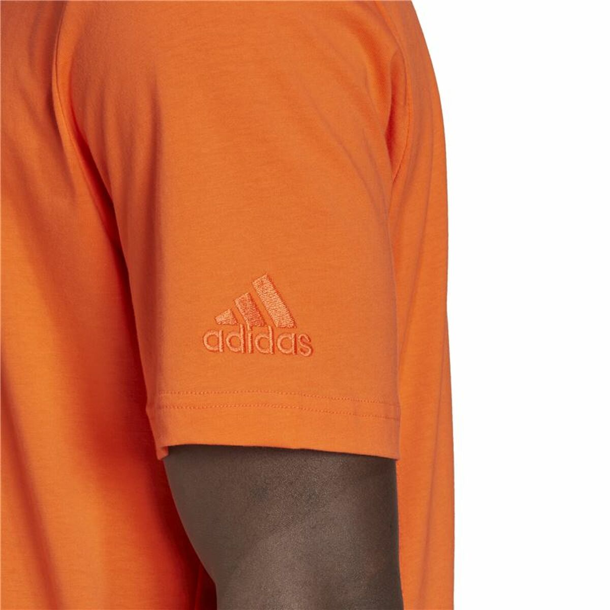 T-shirt med kortärm Herr Adidas  Essentials Embroidered Linear Orange - 2