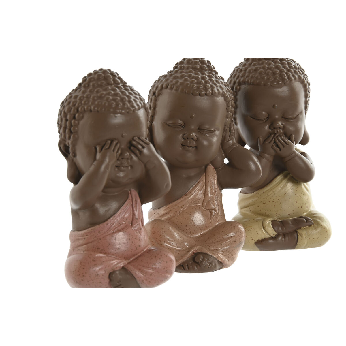 Prydnadsfigur Home ESPRIT Orange Korall Lime Harts Buddha Orientalisk 5,5 x 5 x 10,5 cm (3 antal) - 2