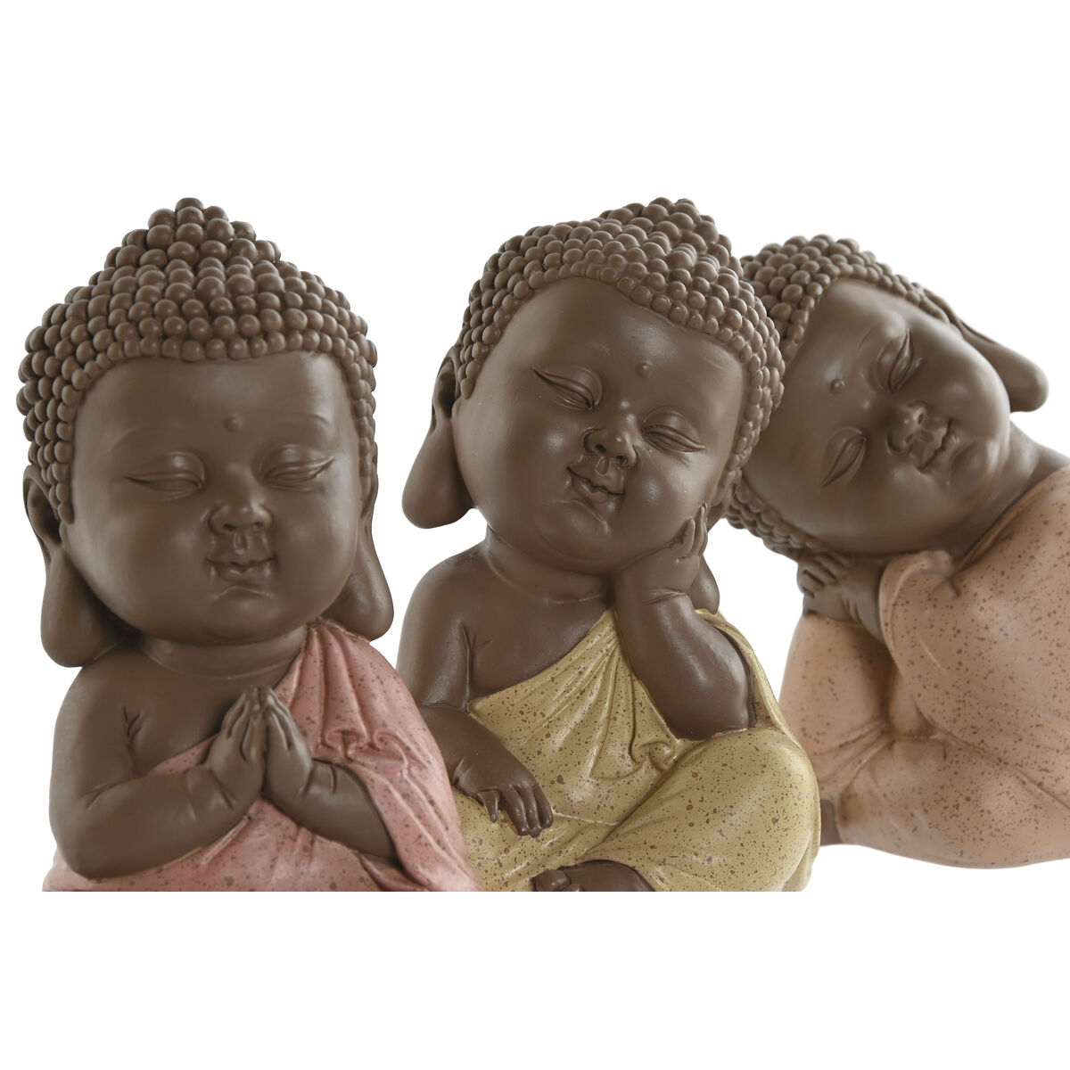Prydnadsfigur Home ESPRIT Orange Korall Lime Harts Buddha Orientalisk 8 x 8 x 12,5 cm (3 antal) - 2