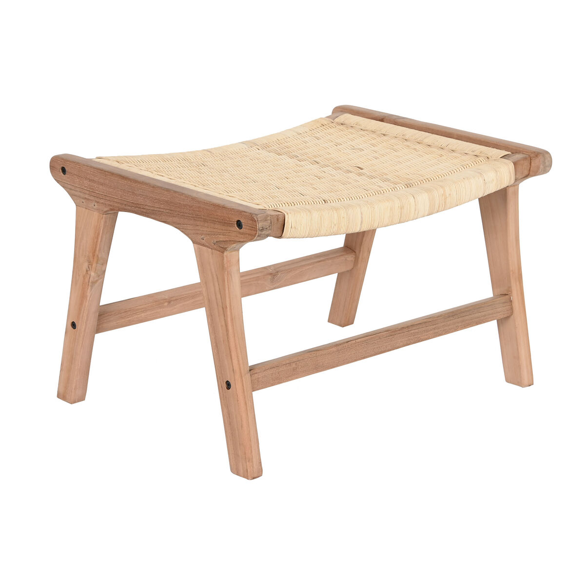 Sittpall DKD Home Decor Vit Brun Beige Teak 65 x 47 x 40 cm