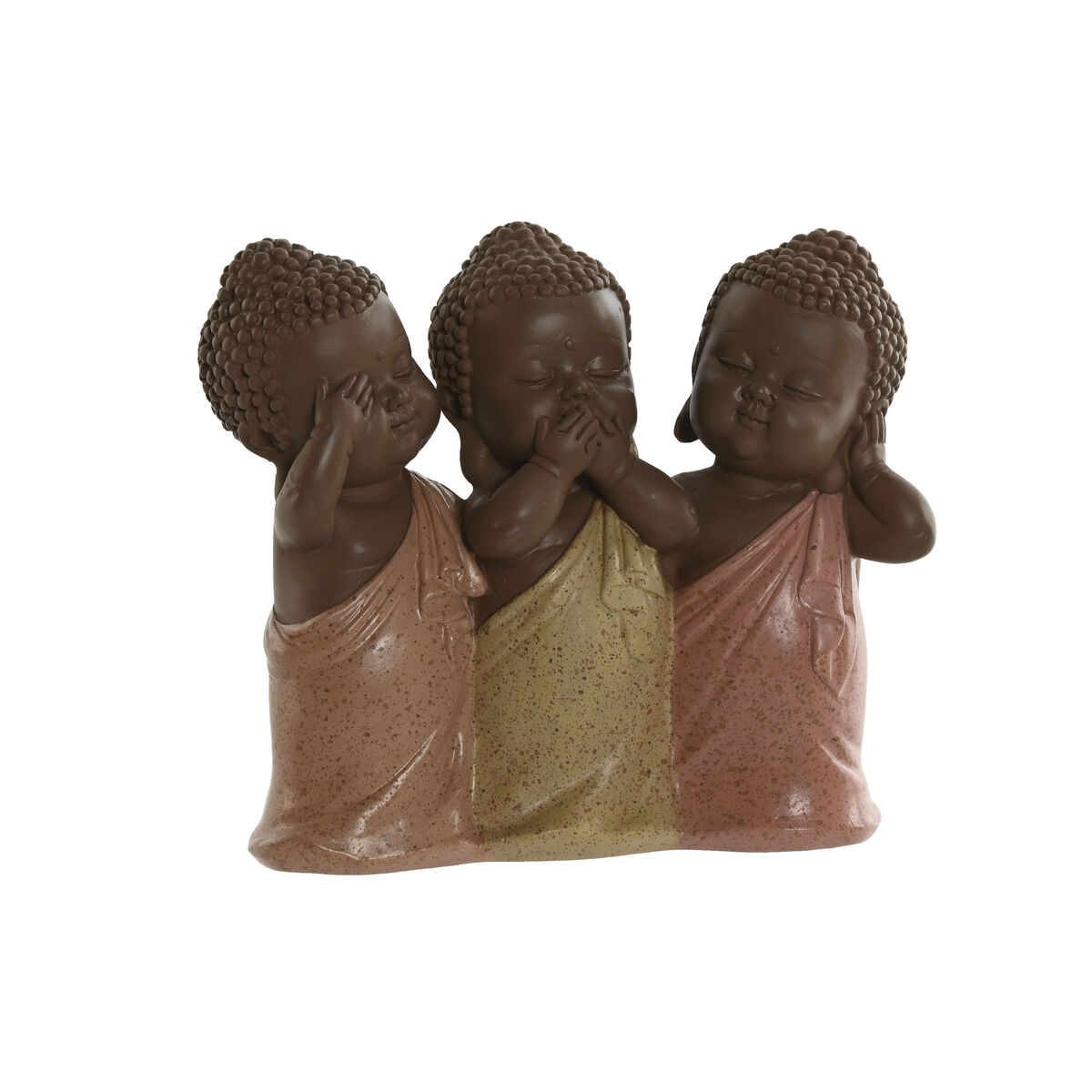 Prydnadsfigur Home ESPRIT Orange Korall Lime Buddha Orientalisk 15,5 x 6 x 13 cm