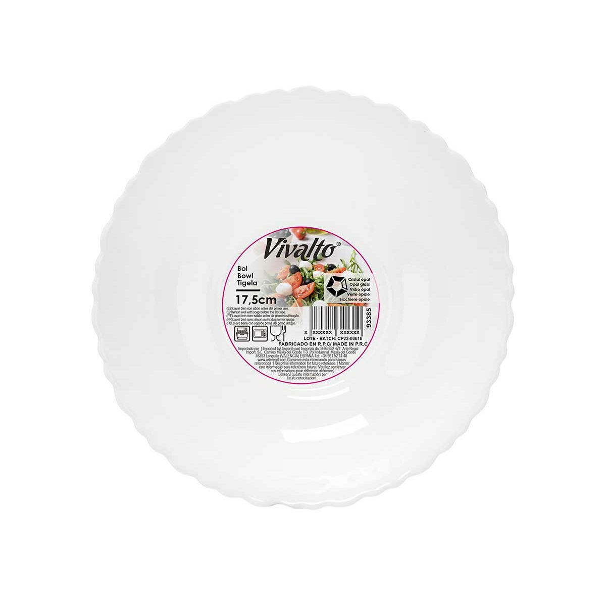 Servingsfat Vivalto Vit Opalinglas 17,5 x 5,5 x 17,5 cm (24 antal) - 3