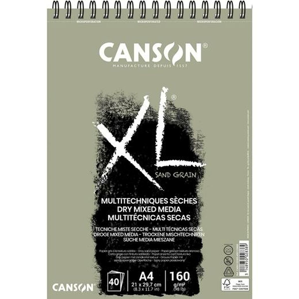 Ritblock Canson Touch XL Grå A4 210 x 297 mm - 2